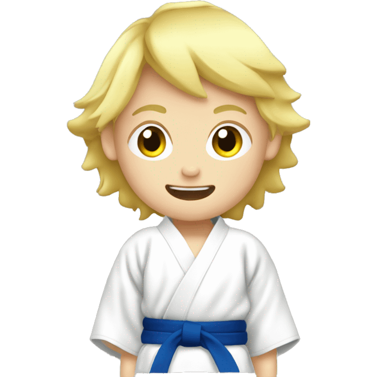 Blond boy kid judo with kimono emoji