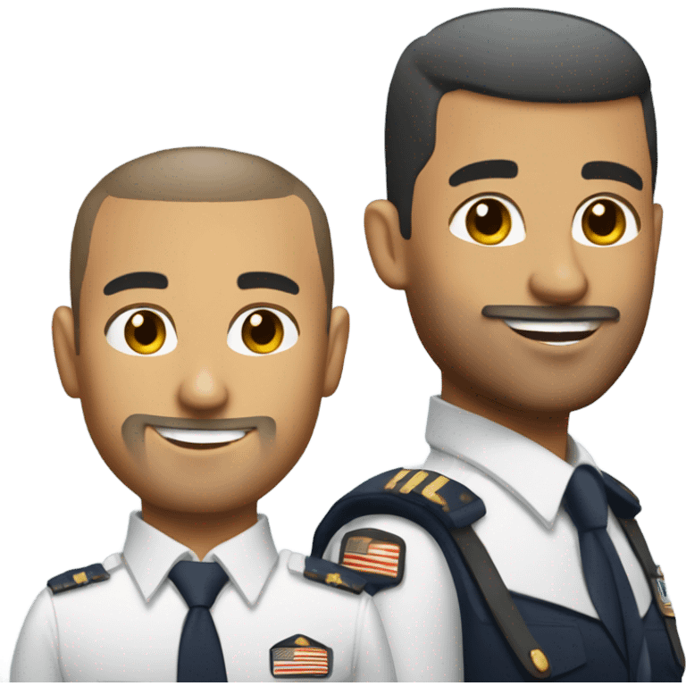 Handsome mixed airline captain with a buzz cut and a beard emoji