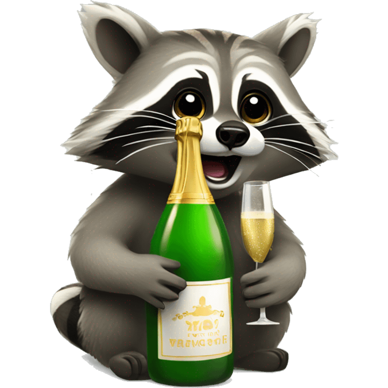 Raccoon Popping Champagne Bottle emoji