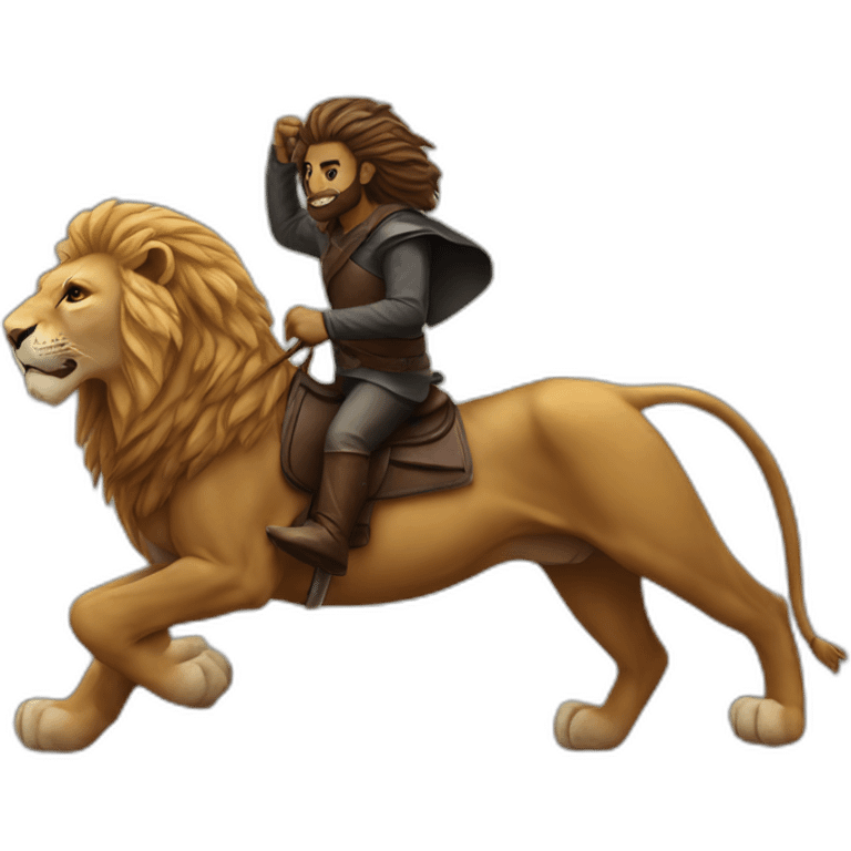 Lion riding dark horse emoji