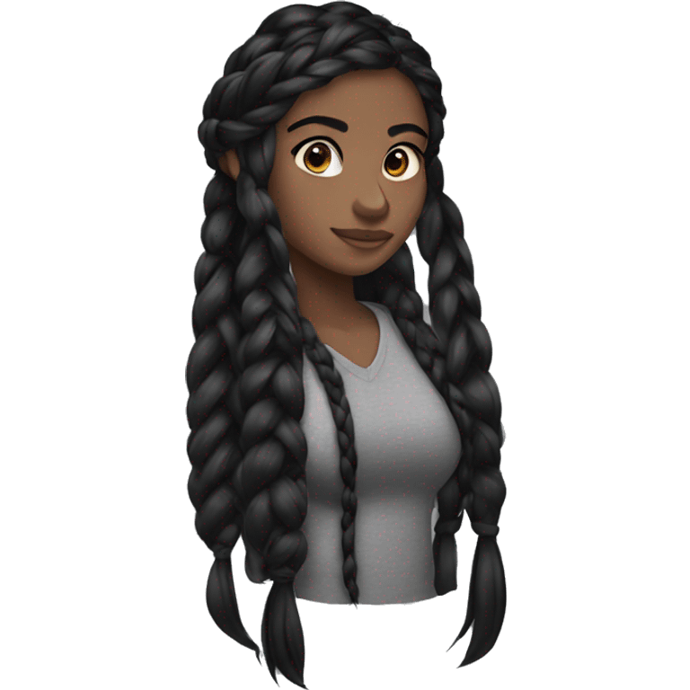 Longbraid-black hair-no girl emoji