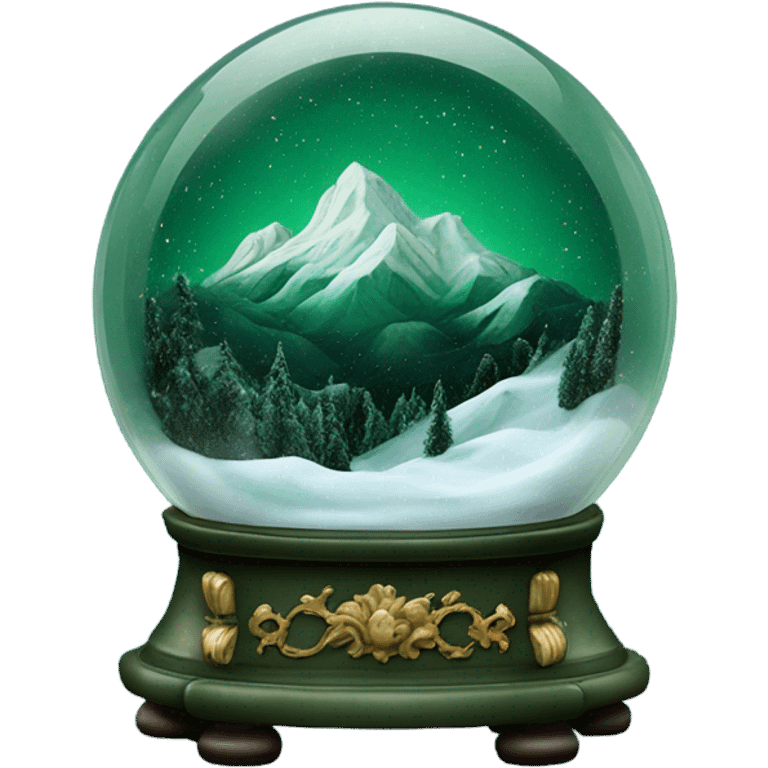 vintage dark green rococo night sky mountains snow globe emoji