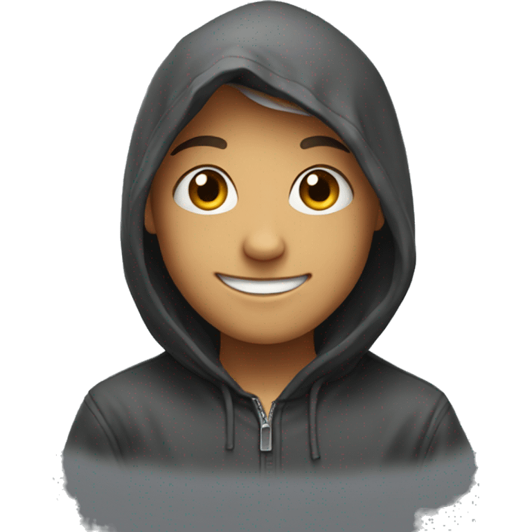 smiling boy in hooded portrait emoji