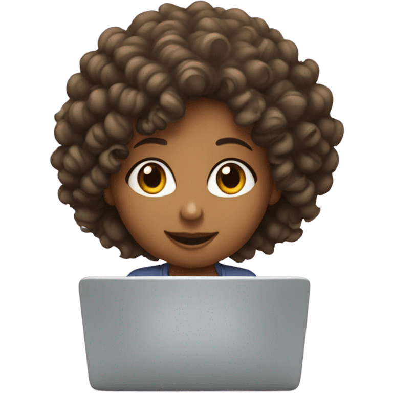 girl, curly hair and laptop emoji