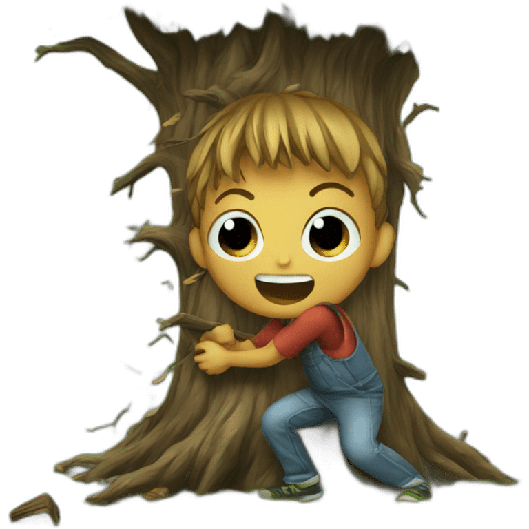 Kid destroying tree emoji