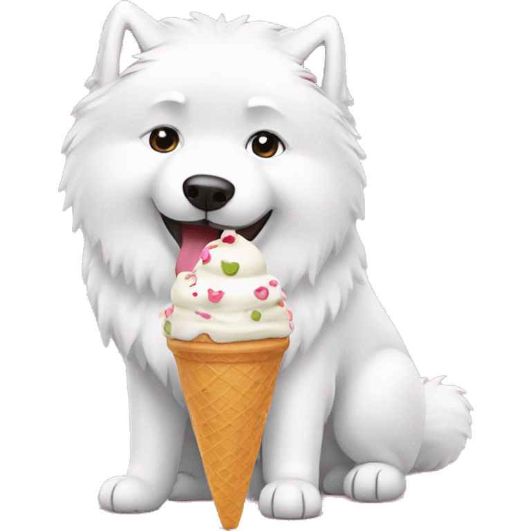 Samoyed eating ice cream  emoji