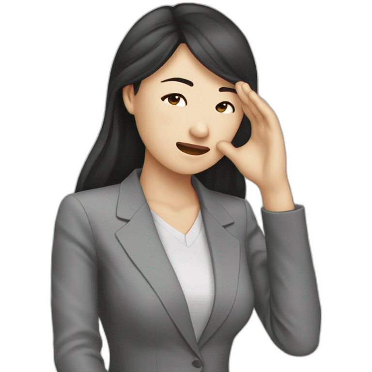 female asian CEO of an IT company facepalm emoji