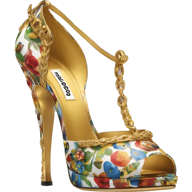 Dolce and Gabbana high heels with colourful print and golden detais  emoji