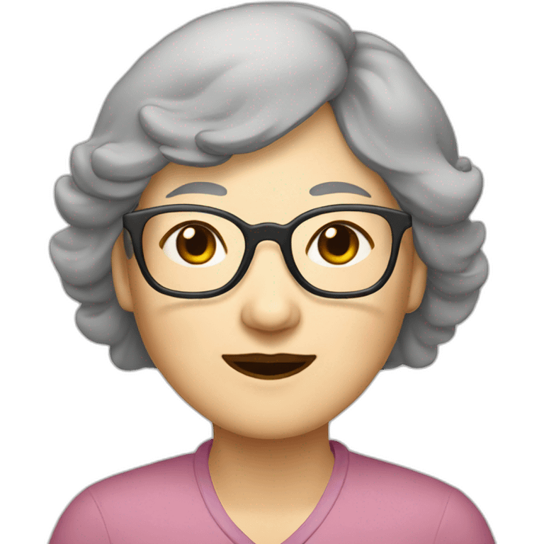 Chinese senior lady wear glasses with sleepylooks emoji