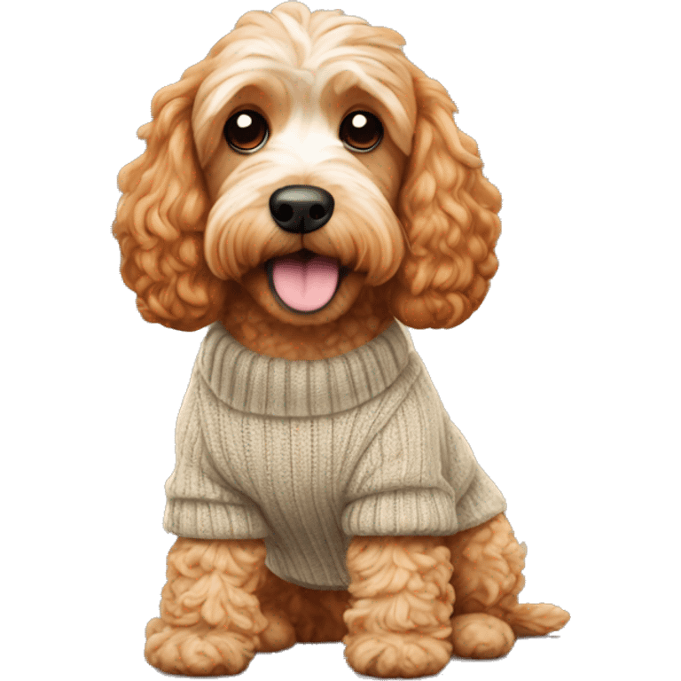 Ginger cockapoo wearing a jumper emoji