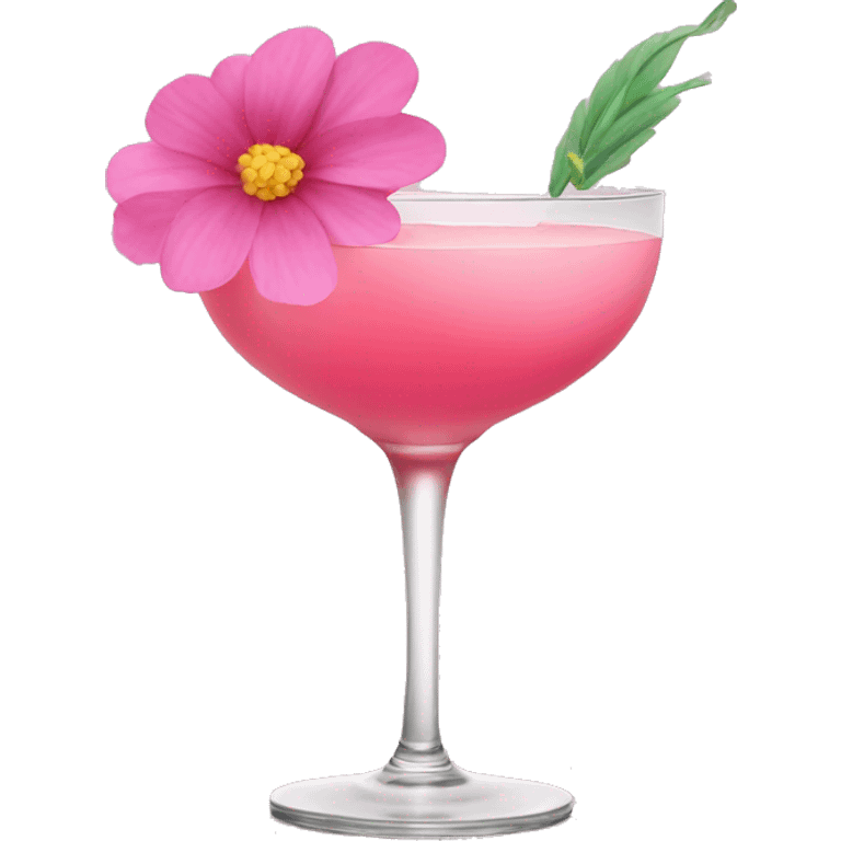 Pink Cocktail with flowers  emoji