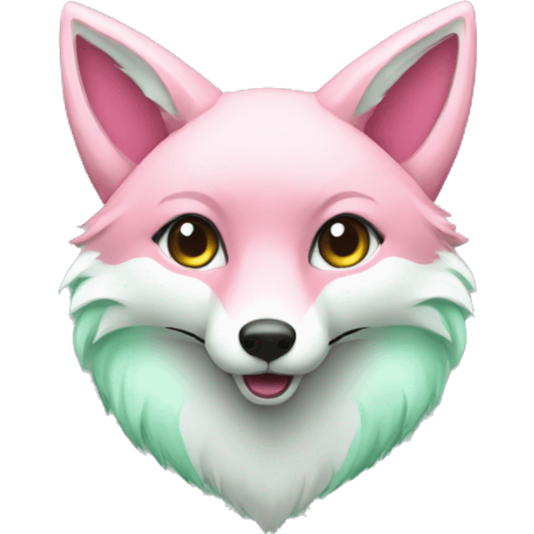 mint and pink fox emoji