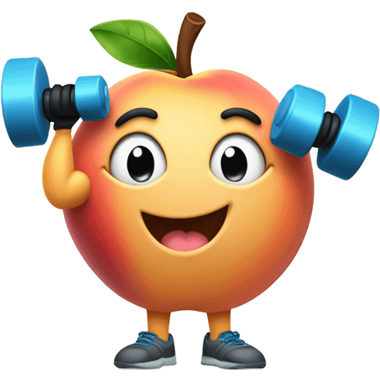 Peach winking and lifting weights  emoji