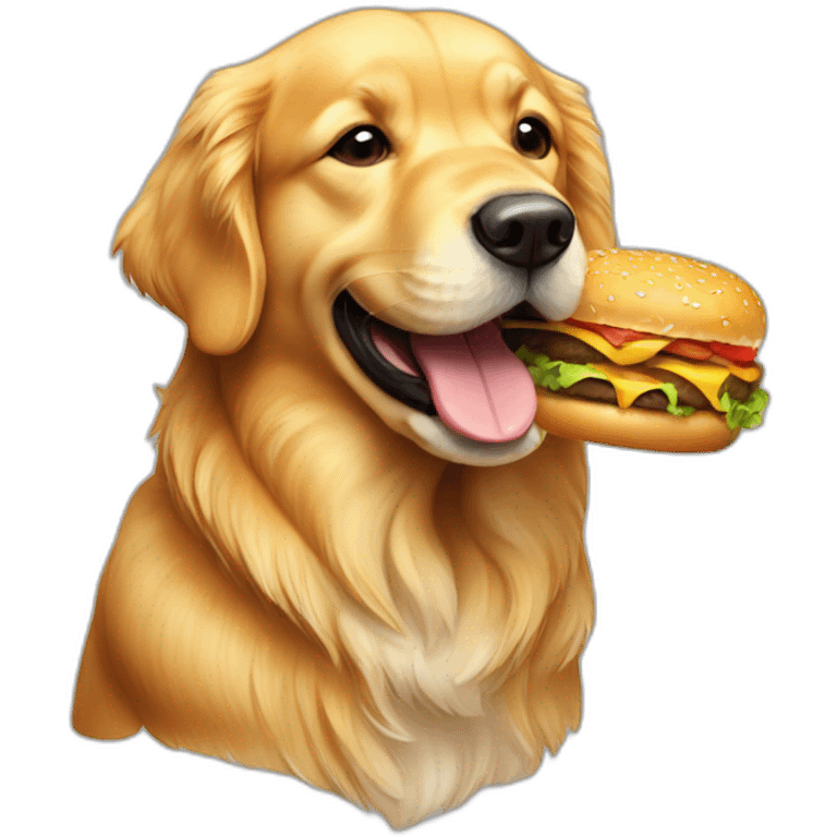 Golden retriever eating a cheeseburger  emoji