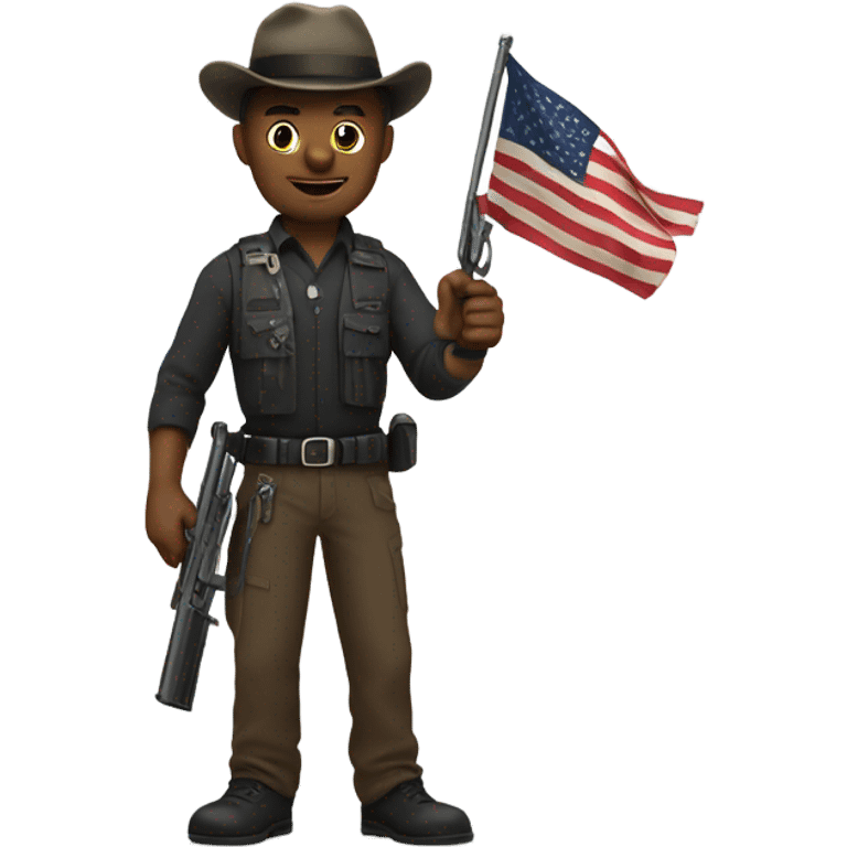 a man with pistol and flag emoji