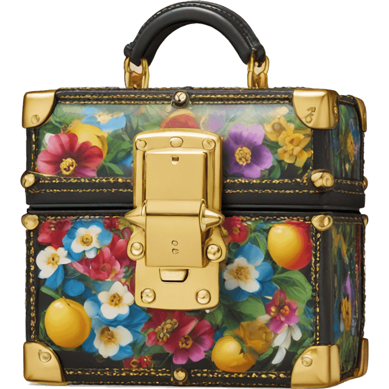 Dolce and Gabbana small box bag with colourful print and golden detais  emoji