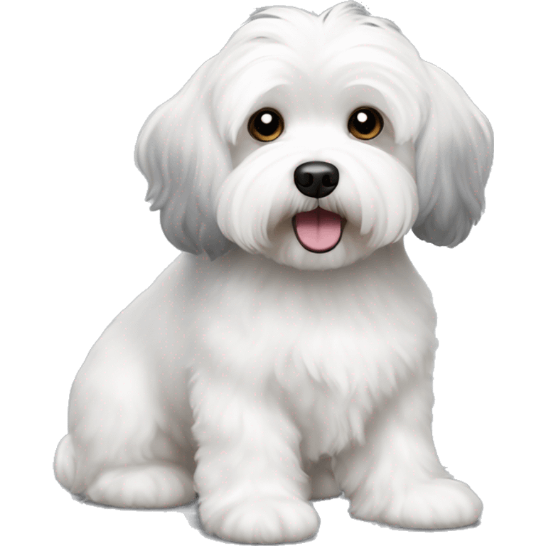 A white bichon havanese with grey ears emoji