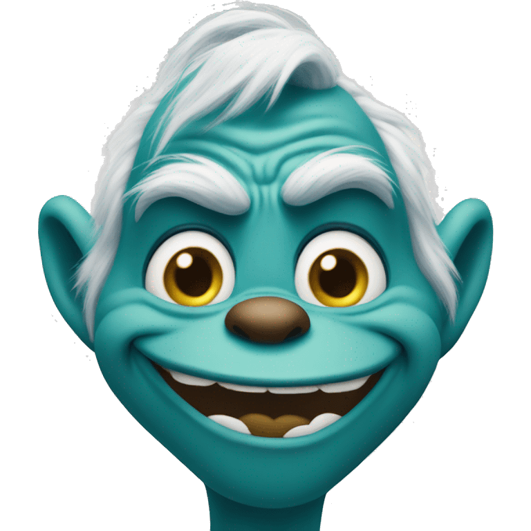 Blue grinch smirkly smiling emoji