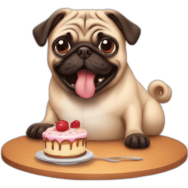 Pug eating cake emoji