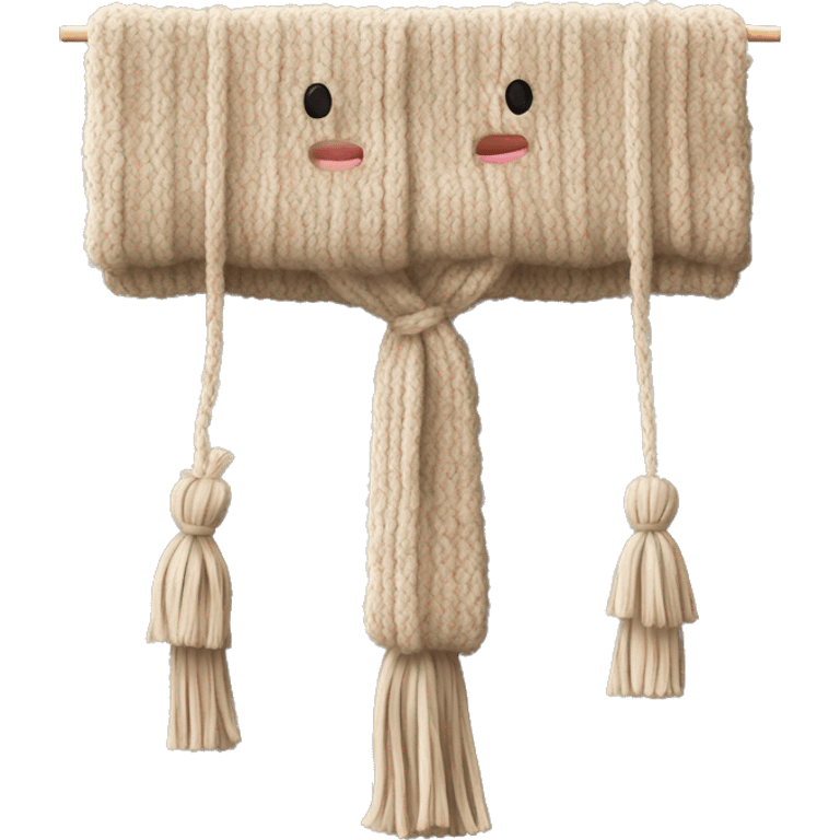 knitted scarf in beige tones with delicate tassels on the ends emoji