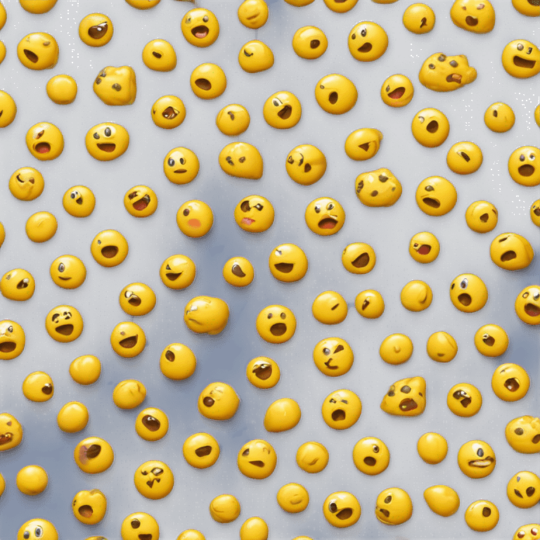 Créame un emoji amarillo alegre con rodajas de pepinos en los ojos emoji