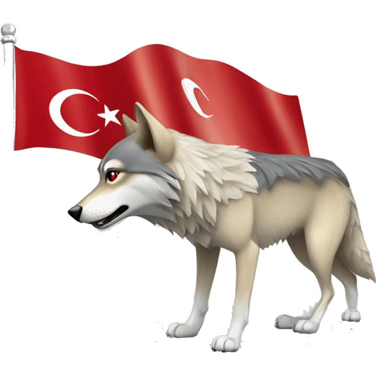 Turkish flag with a wolf emoji