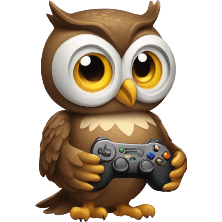 Owl playing video games emoji