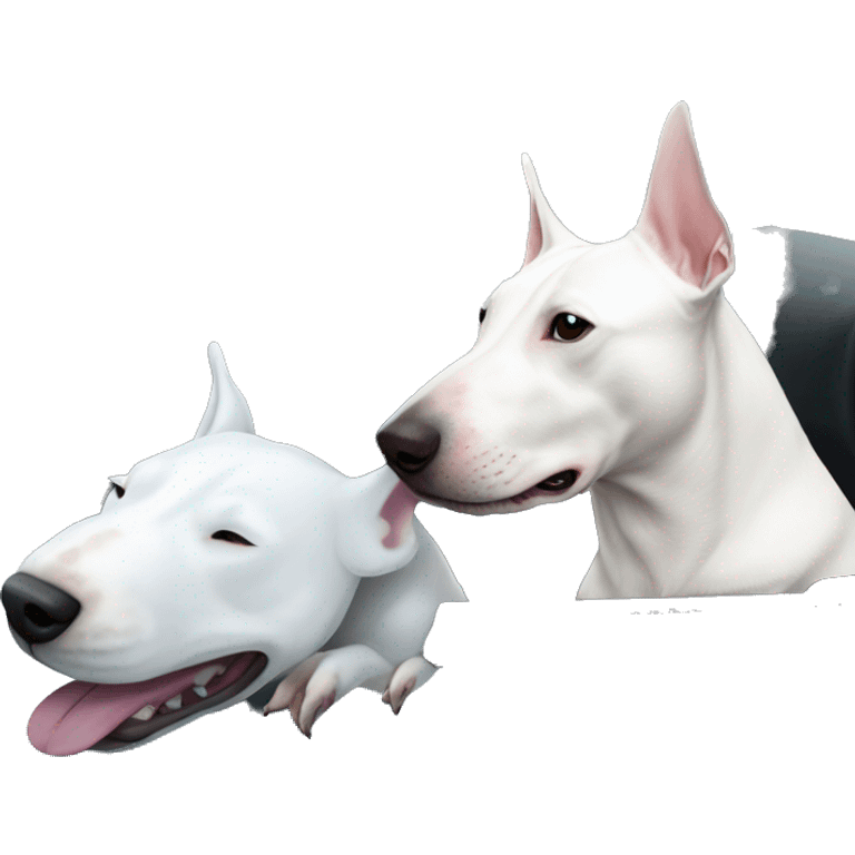 White Bull terrier and blue C6 Corvette  emoji