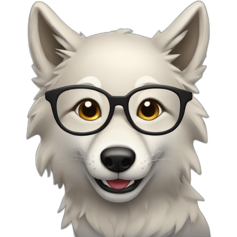 grinning bespectacled wolf emoji