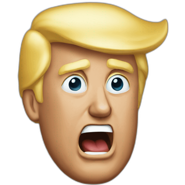 Trump shouts fake news emoji