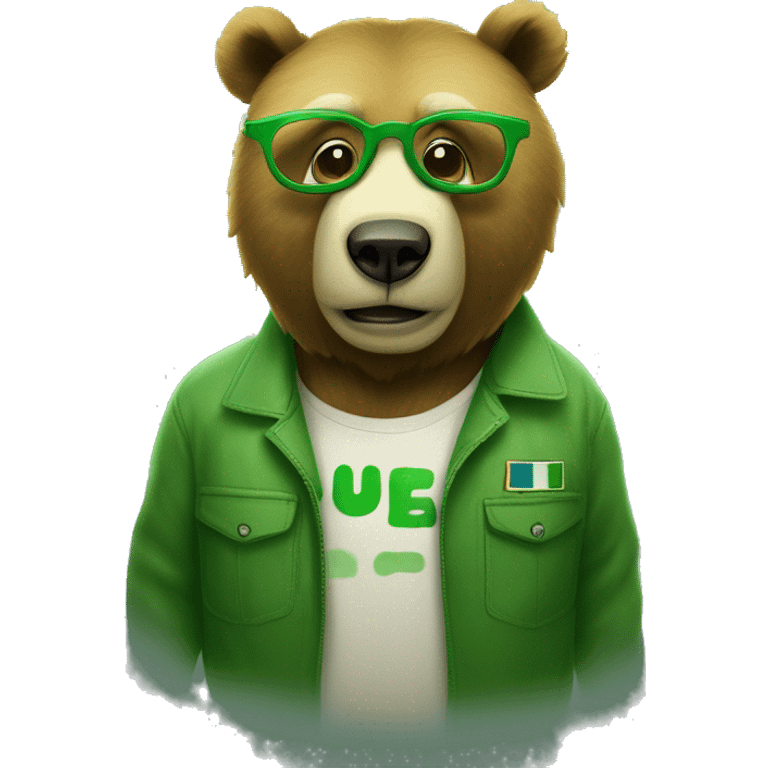 un oso con gafas verdes i esta sorprendido emoji