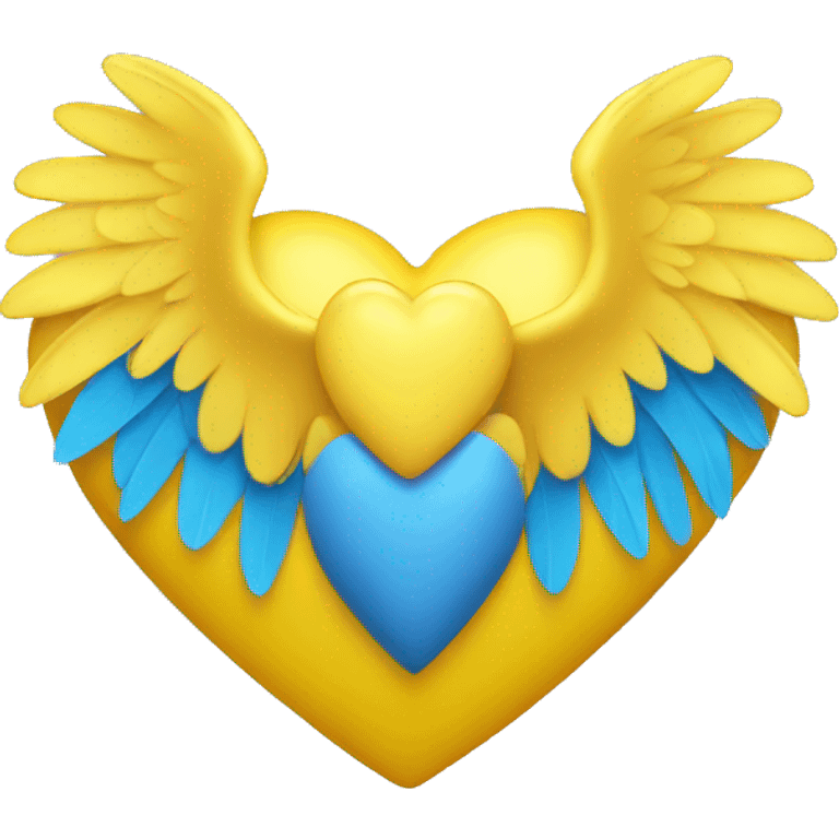 yellow heart with blue wings emoji