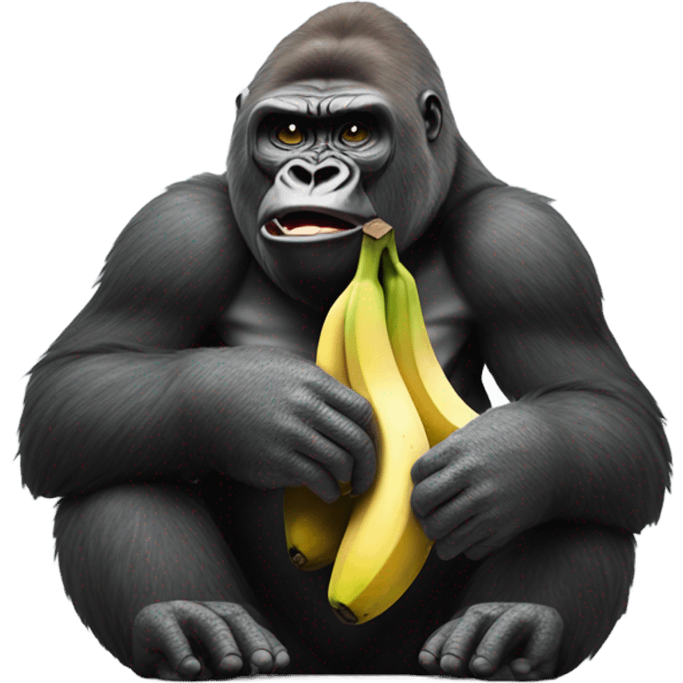 Gorilla eating a banana and scratching his butt  emoji