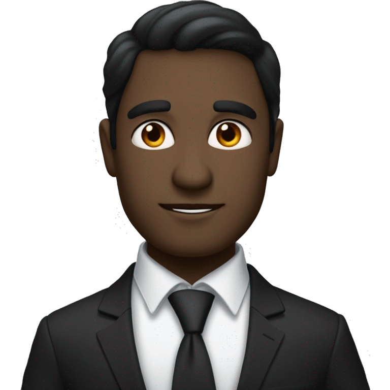 create a gentleman who looks sharp like a cel with a black suit, sharp facial features, black hair, black eyes, indian face emoji