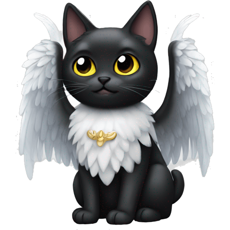 black cat with angel wings emoji