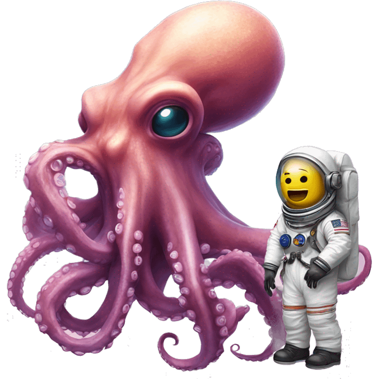 Alien Octopus next to astronaut  emoji