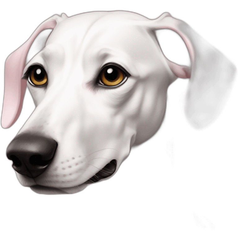 Dog galgo all white anda noise pink emoji