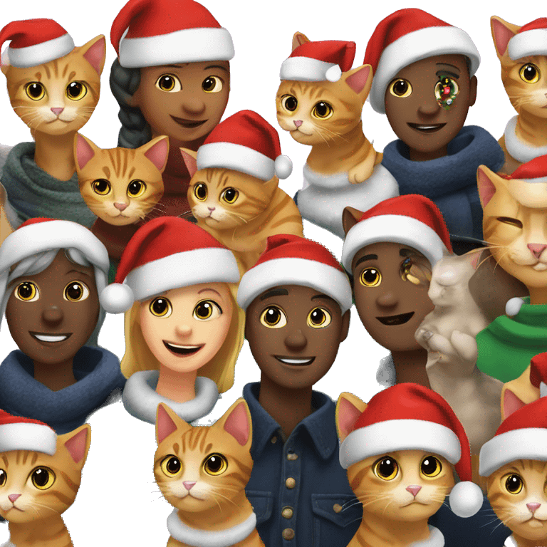 13 cats at a christmas party emoji