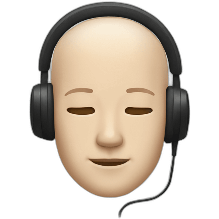 WHITE MAN WITH SHAVED HAIR, RELAXED FACE, CLOSED EYES AND A BLACK HEADPHONE emoji