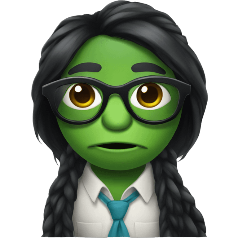 Turtle with glasses and long black hair emoji