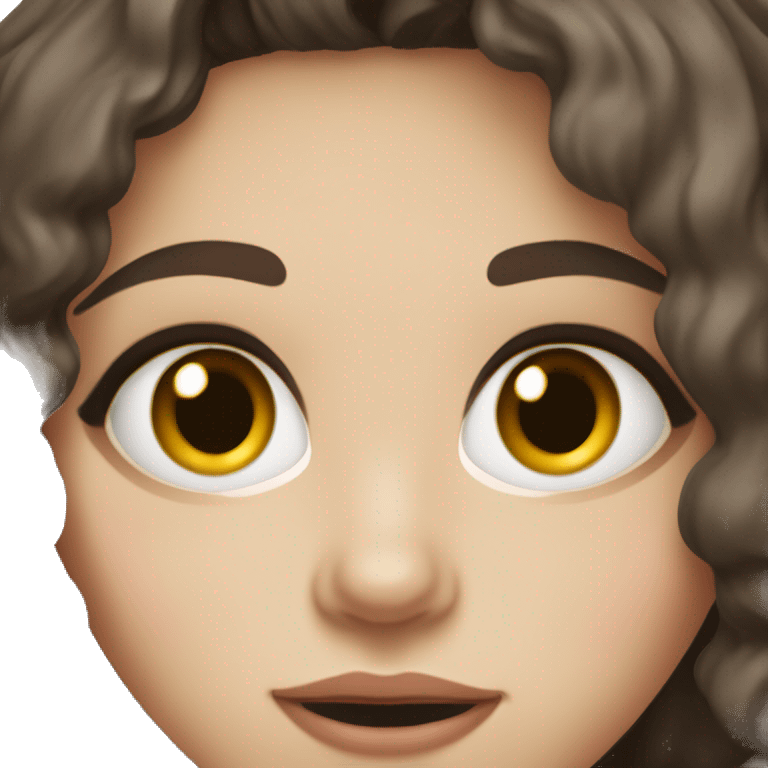 Girl, sickly pale skin, hazel eyes, super dark brown wavy hair emoji