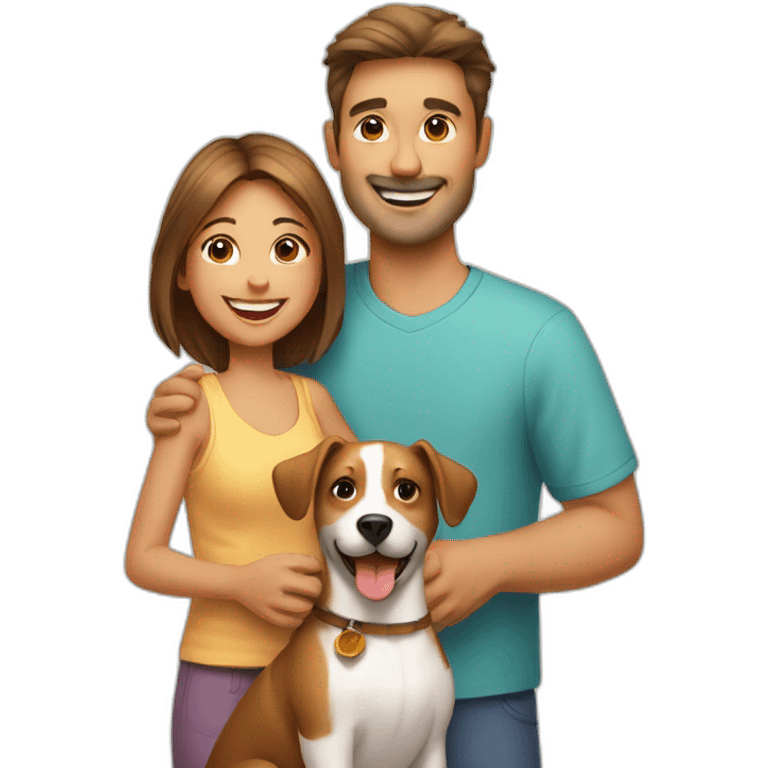 happy family with cat and dog emoji