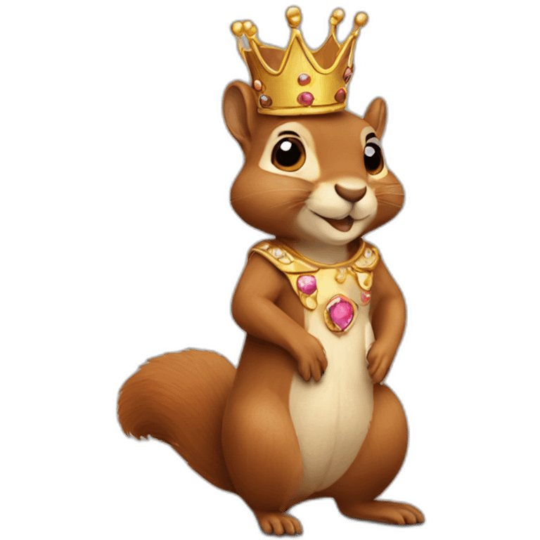 squirrel in a crown and a royal dress emoji