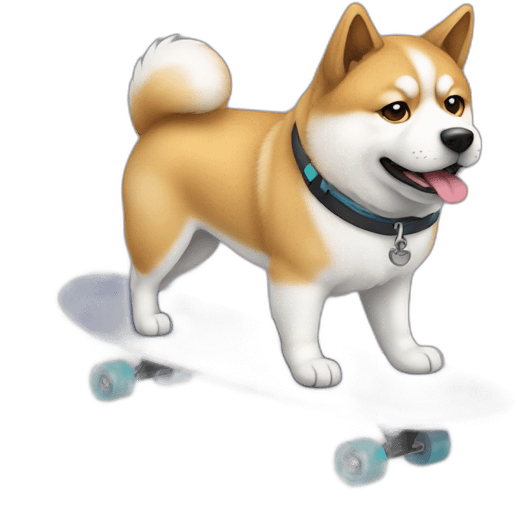 Akita inu on a skateboard emoji