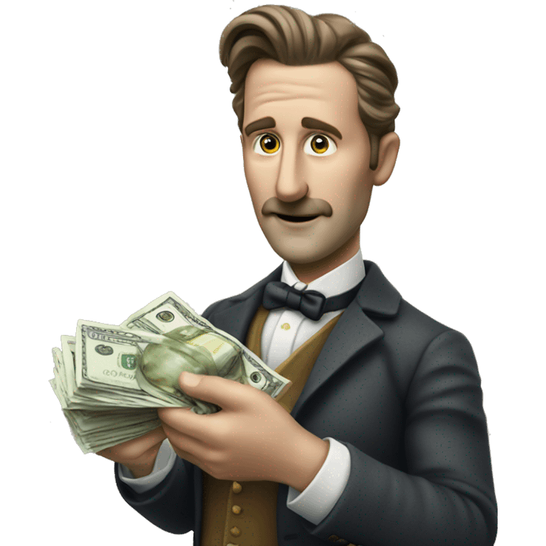 Photorealistic A British gentleman with money pound in his hand emoji