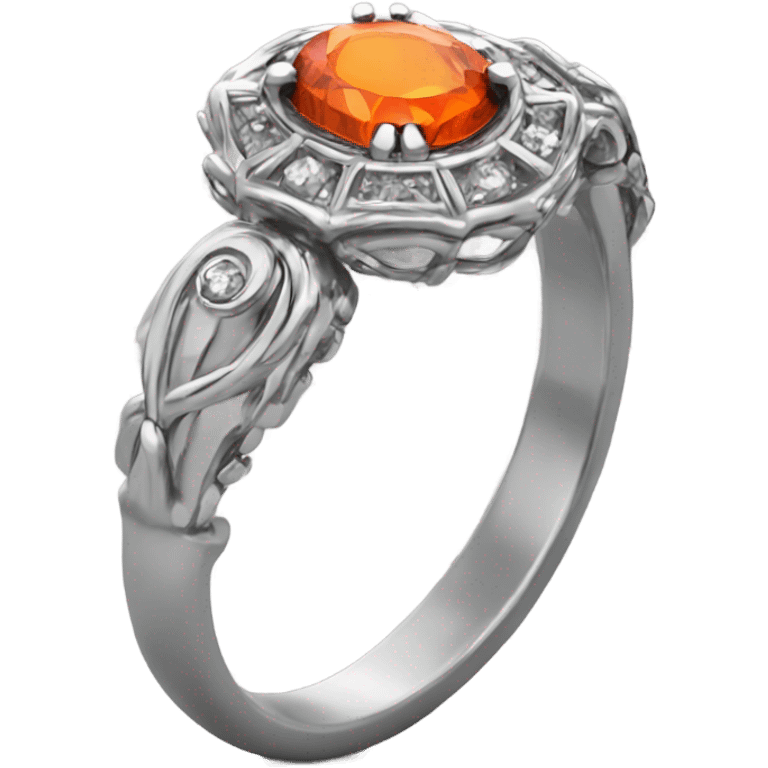 a pretty ring silver with orange gem small emoji