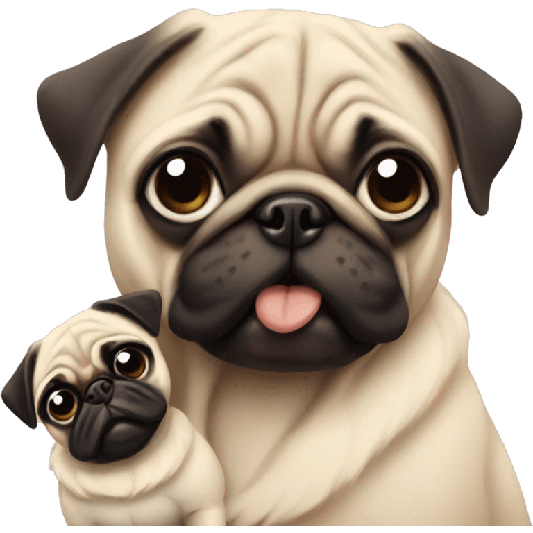 Two pugs with baby emoji