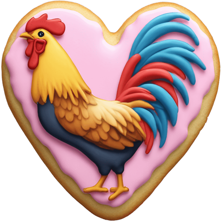 cookie heart with rooster emoji