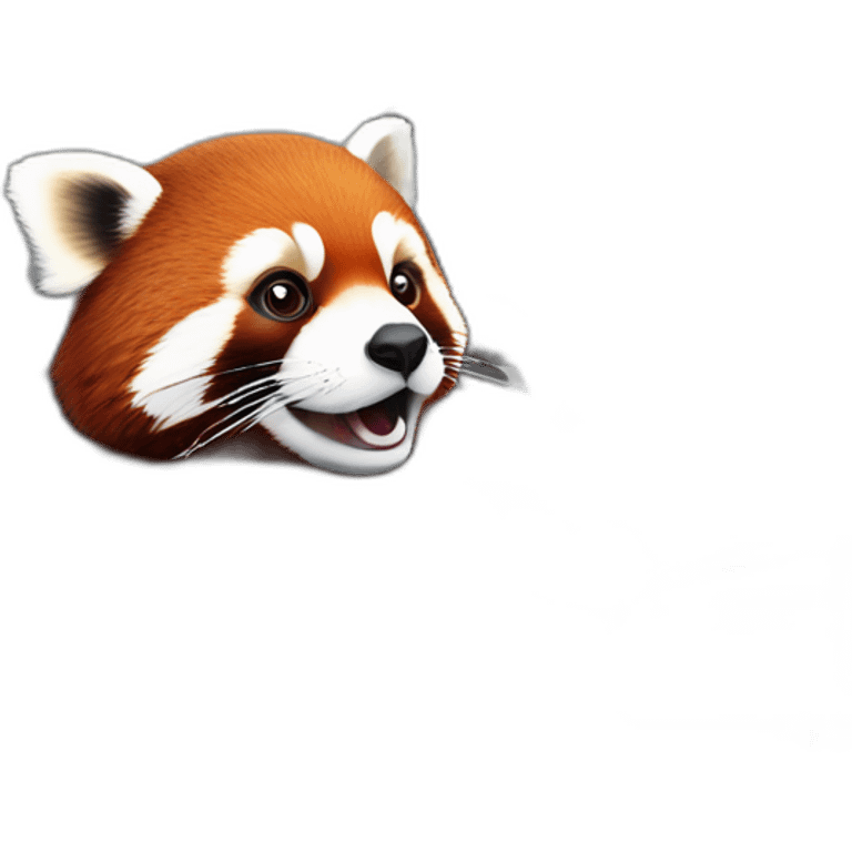 Red panda sitting in driver’s seat of a black Aston Martin emoji