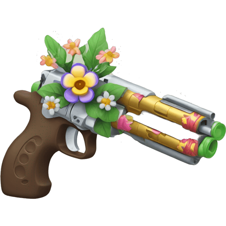 Toy gun that has a flower design on it emoji